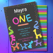 Neon farbige Tierballons Erstgeburt Einladung