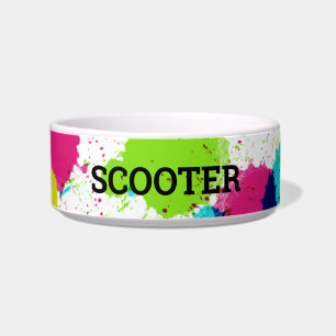 Neon-Farbspritzer-Haustier-Name-Haustier-Schüssel Napf