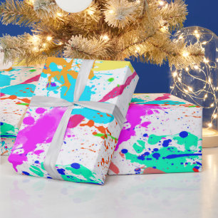 Neon-Farbspritzer Moderne Farben Geschenkpapier