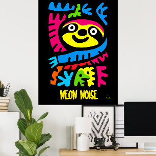 Neon-Faultier-Kunst – Farbdesign für Pop-Jungle-Ti Poster