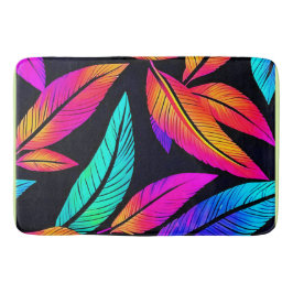 Neon Feather Pattern Die pulsierende Kunst Badematte