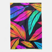 Neon Feather Pattern Die pulsierende Kunst Geschirrtuch (Vertikal)