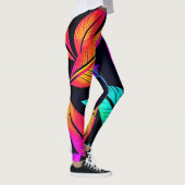 Neon Feather Pattern Die pulsierende Kunst Leggings (Rechts)