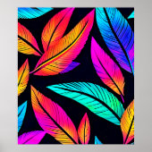 Neon Feather Pattern Die pulsierende Kunst Poster (Vorne)