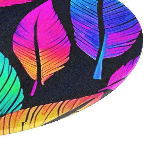 Neon Feather Pattern Die pulsierende Kunst Schneidebrett (Ecke)