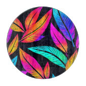 Neon Feather Pattern Die pulsierende Kunst Schneidebrett (Vorderseite)