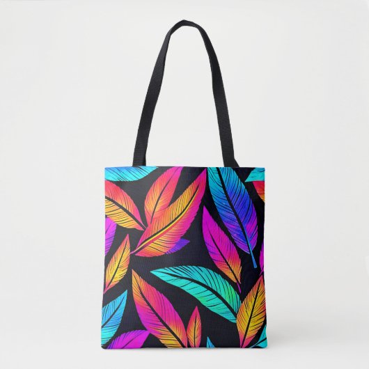 Neon Feather Pattern Die pulsierende Kunst Tasche (Vorderseite)