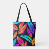 Neon Feather Pattern Die pulsierende Kunst Tasche (Rückseite)