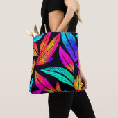 Neon Feather Pattern Die pulsierende Kunst Tasche (Von Nahem)