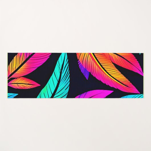 Neon Feather Pattern Die pulsierende Kunst Yogamatte (Vorderseite (Horizontal))
