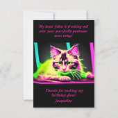 Neon Feline Fiesta Teen Girl Birthday Dankeskarte (Rückseite)
