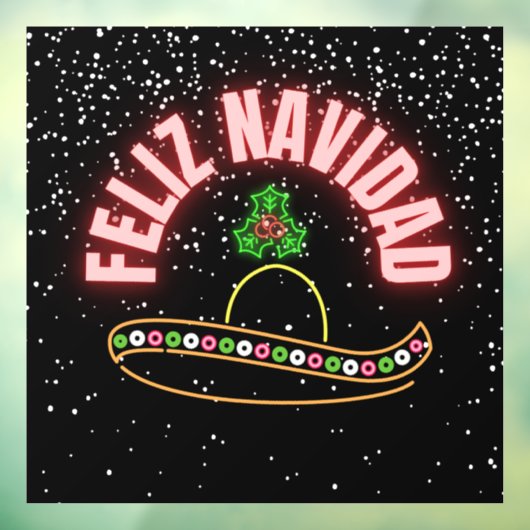 Neon Feliz Navidad Window Cling Fensteraufkleber (Blatt 3)