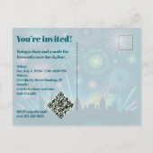 Neon-Feuerwerk-Einladung • 1776–2026 Feier Postkarte (Rückseite)