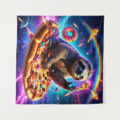 Neon Fire-Breathing Sloth in Cosmic Pizza Galaxy Wandteppich (Vorderseite (Horizontal))