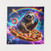Neon Fire-Breathing Sloth in Cosmic Pizza Galaxy Wandteppich (Vorderseite)