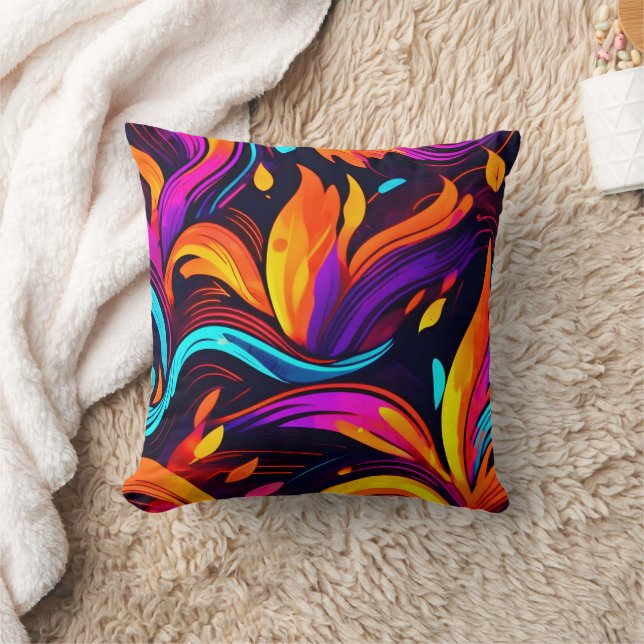Neon Fire Design mit feinen Icons Kissen (Decke)