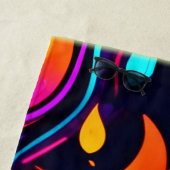 Neon Fire Design mit feinen Icons Strandtuch (Beispiel)