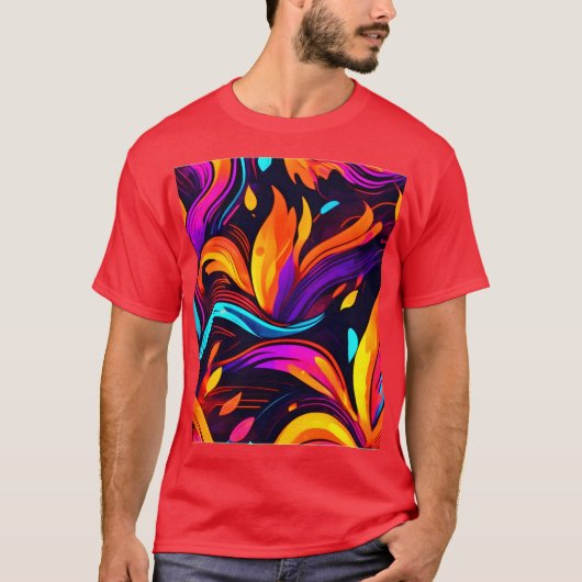 Neon Fire Design mit feinen Icons T-Shirt (Vorderseite)