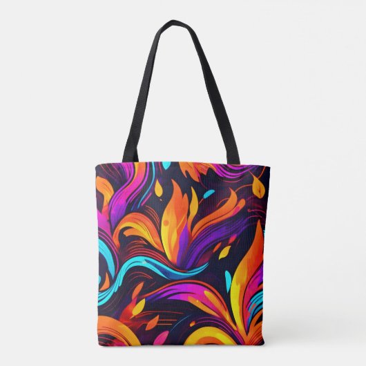 Neon Fire Design mit feinen Icons Tasche (Rückseite)