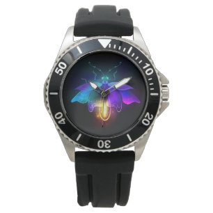 Neon Firefly auf schwarz Armbanduhr
