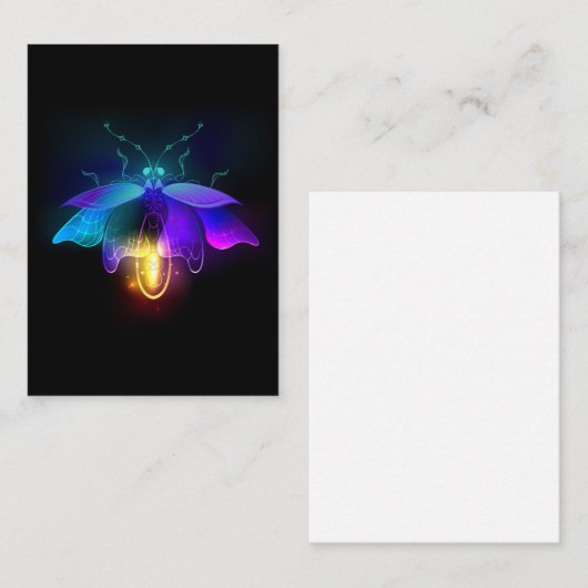 Neon Firefly auf schwarz Begleitkarte (Vorne/Hinten)
