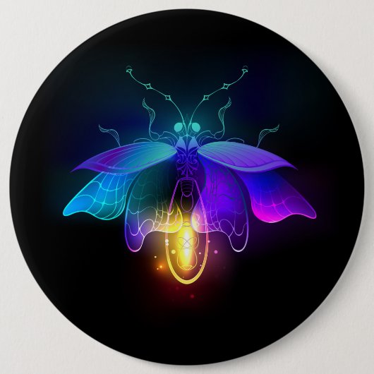 Neon Firefly auf schwarz Button (Vorderseite)
