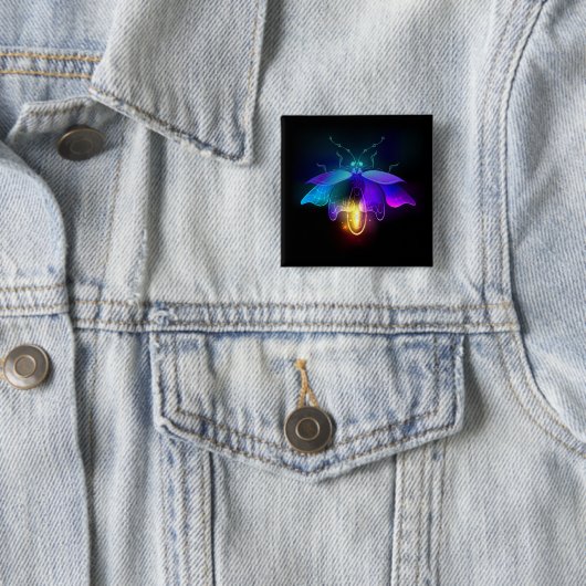 Neon Firefly auf schwarz Button (Beispiel)