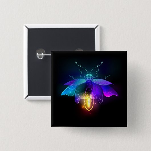 Neon Firefly auf schwarz Button (Vorne & Hinten)