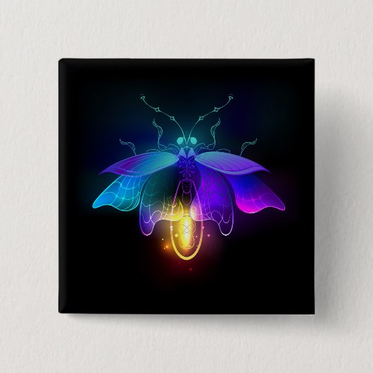 Neon Firefly auf schwarz Button (Vorderseite)