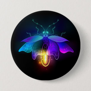 Neon Firefly auf schwarz Button