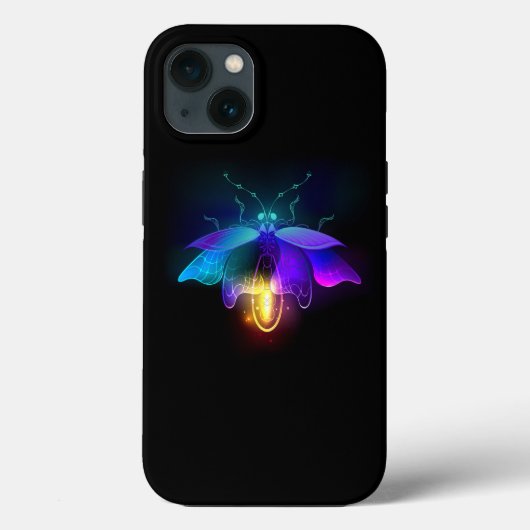 Neon Firefly auf schwarz Case-Mate iPhone Hülle (Rückseite)