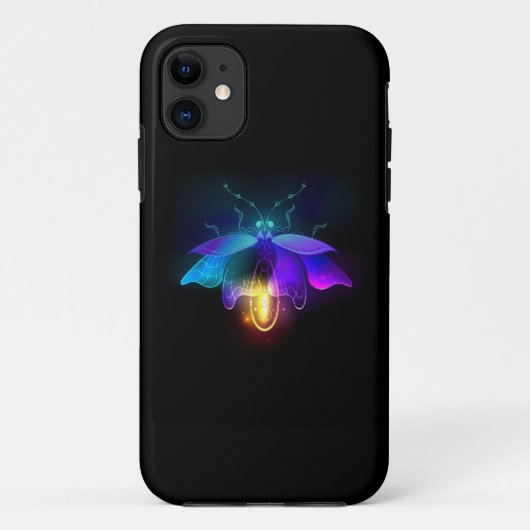 Neon Firefly auf schwarz Case-Mate iPhone Hülle (Rückseite)