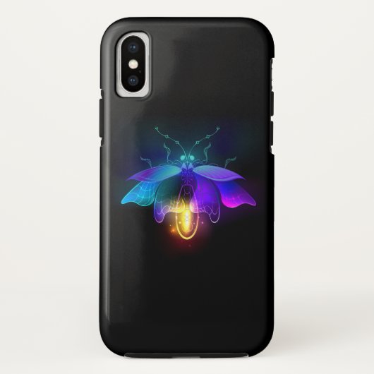 Neon Firefly auf schwarz Case-Mate iPhone Hülle (Rückseite)