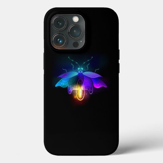 Neon Firefly auf schwarz Case-Mate iPhone Hülle (Rückseite)