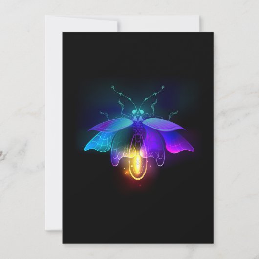 Neon Firefly auf schwarz Dankeskarte (Vorderseite)