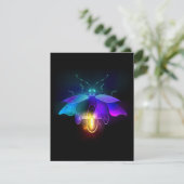 Neon Firefly auf schwarz Dankeskarte (Stehend Vorderseite)
