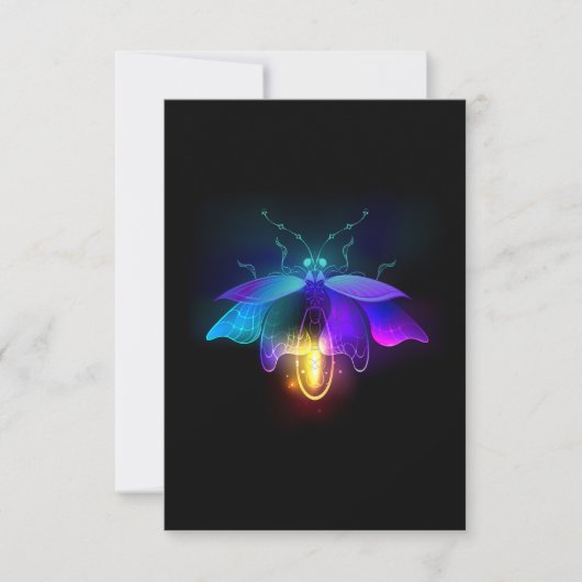 Neon Firefly auf schwarz Dankeskarte (Vorderseite)