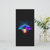 Neon Firefly auf schwarz Dankeskarte (Stehend Vorderseite)