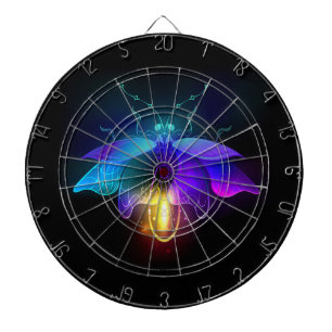 Neon Firefly auf schwarz Dartscheibe