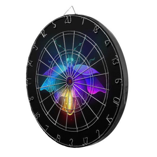 Neon Firefly auf schwarz Dartscheibe (Vorderseite rechts)