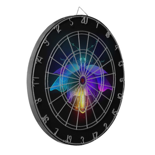 Neon Firefly auf schwarz Dartscheibe (Vorderseite Links)