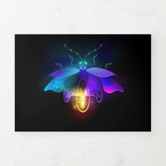 Neon Firefly auf schwarz Dreifach-gefaltete Programmkarte (Cover)