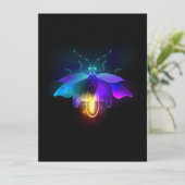 Neon Firefly auf schwarz Einladung (Stehend Vorderseite)