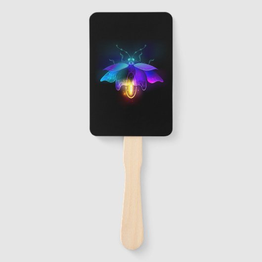 Neon Firefly auf schwarz Fächer (Vorderseite)