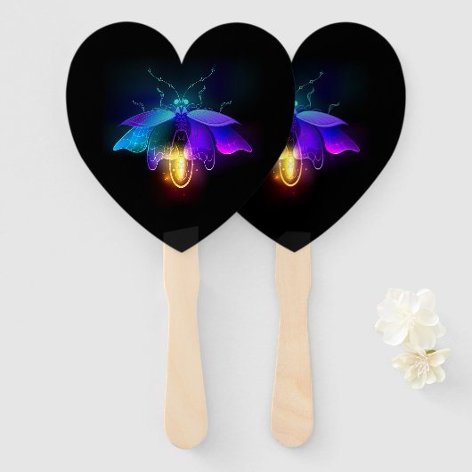 Neon Firefly auf schwarz Fächer (Vorne und Hinten)