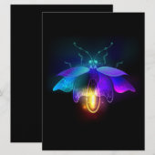 Neon Firefly auf schwarz Feiertagskarte (Vorne/Hinten)