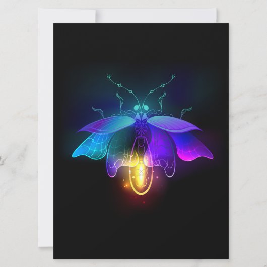 Neon Firefly auf schwarz Feiertagskarte (Vorderseite)