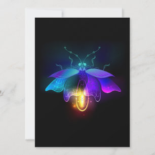 Neon Firefly auf schwarz Feiertagskarte