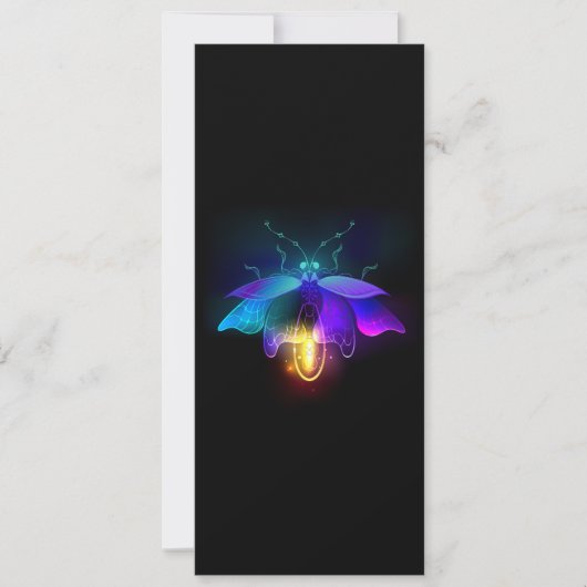 Neon Firefly auf schwarz Feiertagskarte (Vorderseite)