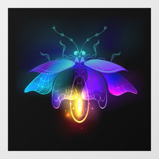 Neon Firefly auf schwarz Fensteraufkleber (Blatt)